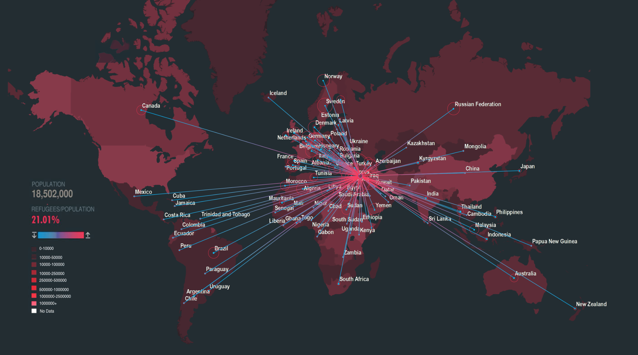 World armed conflict data visualization